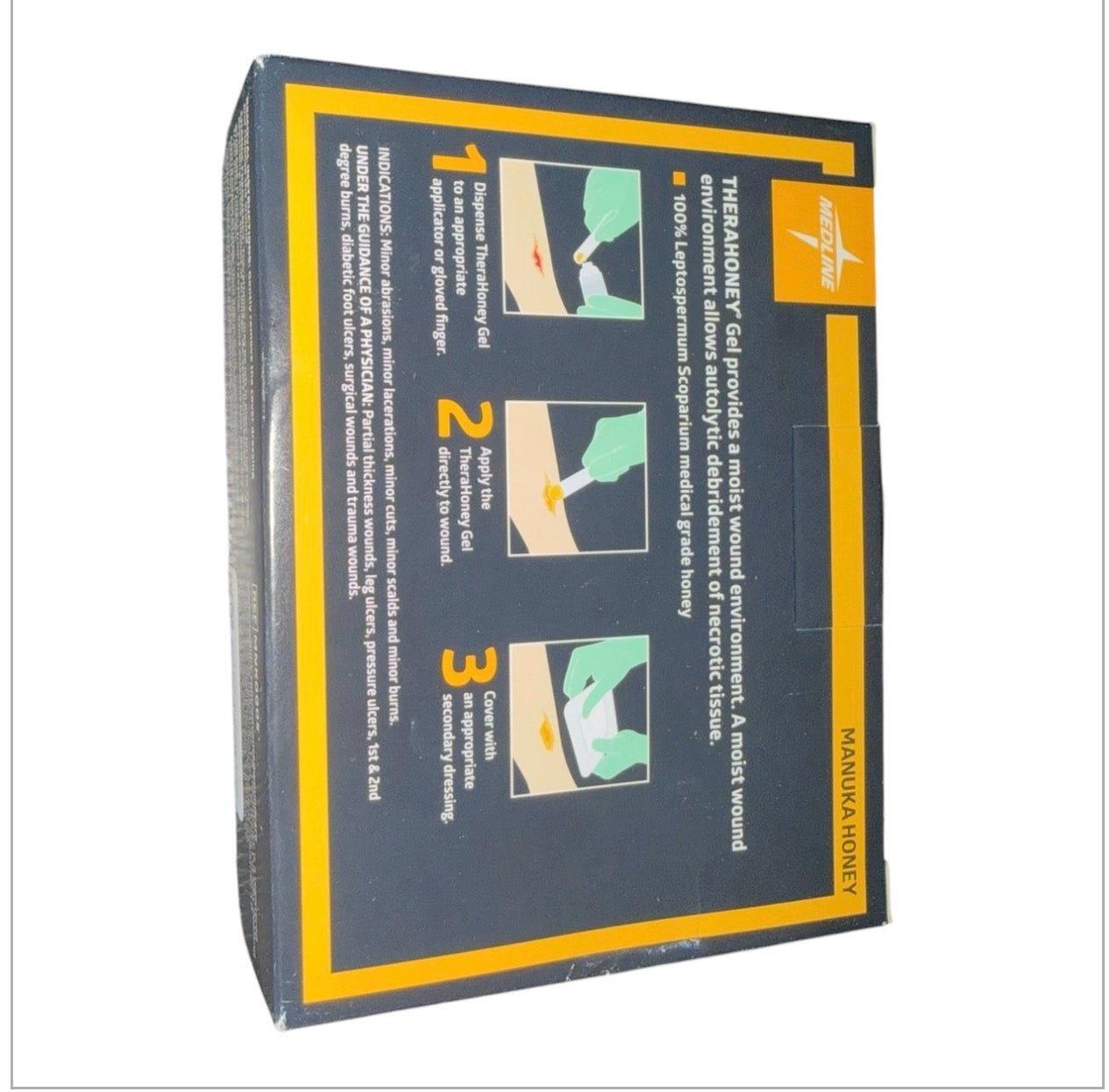 TheraHoney Honey Wound Gel in a 0.5-ounce tube by Beauty and Wound, showing the tube with honey wound healing gel.