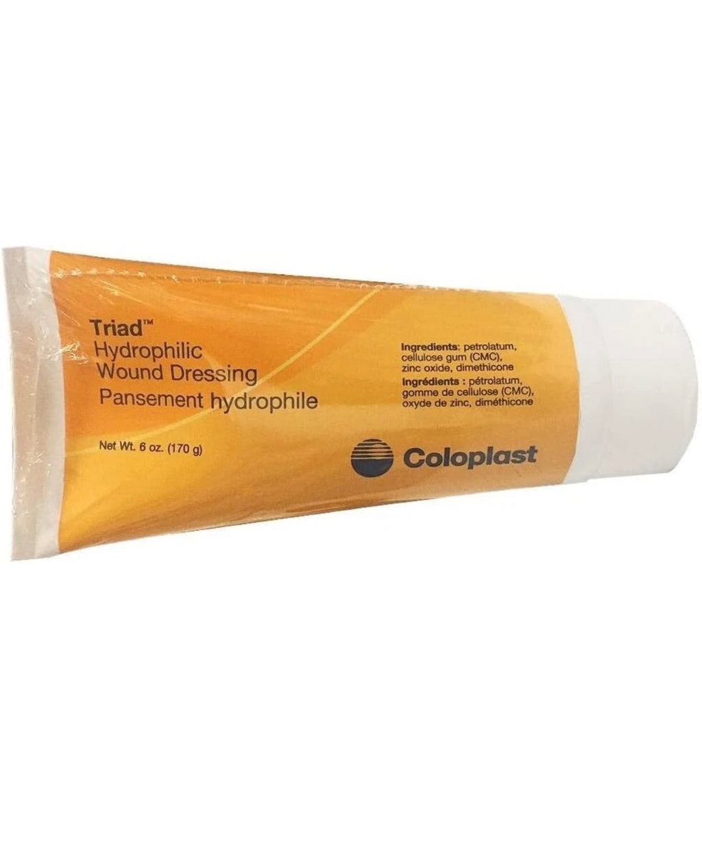 Beauty and Wound Coloplast Triad Hydrophilic Wound Dressing Paste in a 6 oz container, showcasing the paste’s smooth, hydrophilic texture.