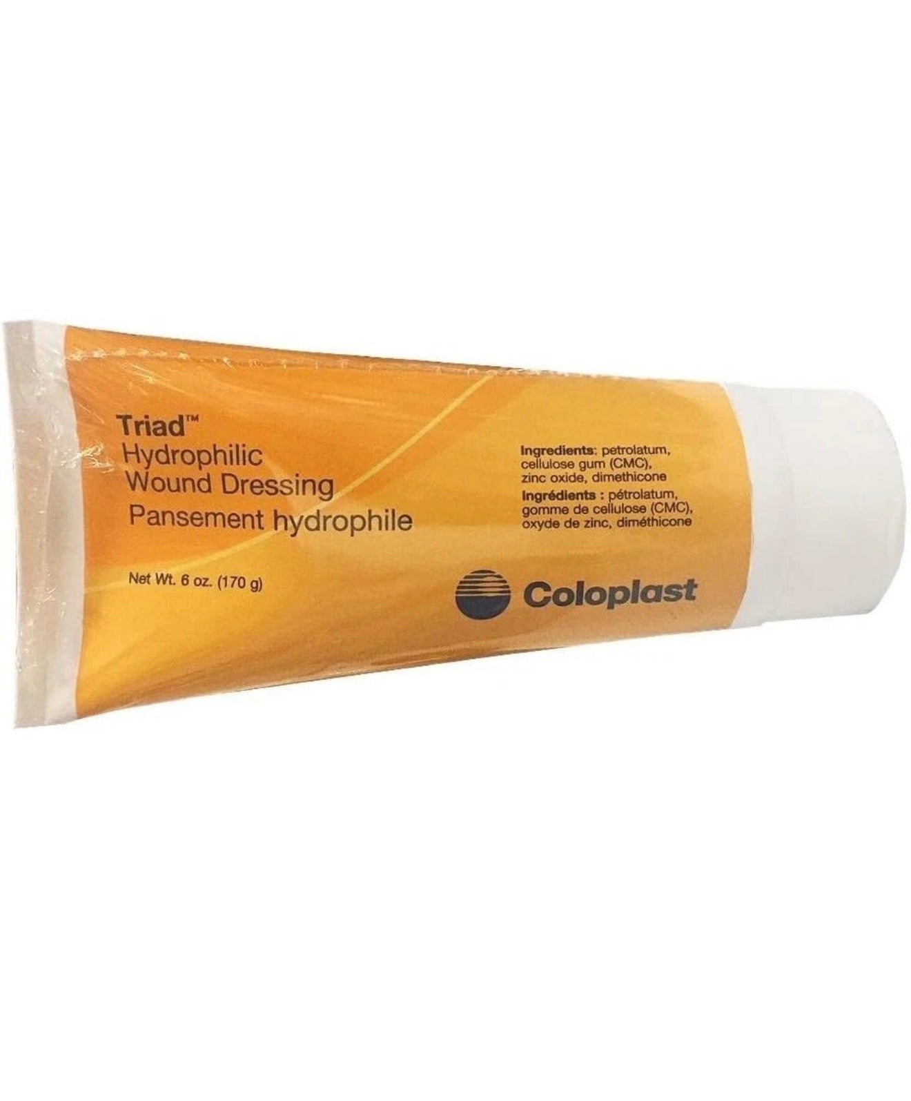 Beauty and Wound Coloplast Triad Hydrophilic Wound Dressing Paste in a 6 oz container, showcasing the paste’s smooth, hydrophilic texture.