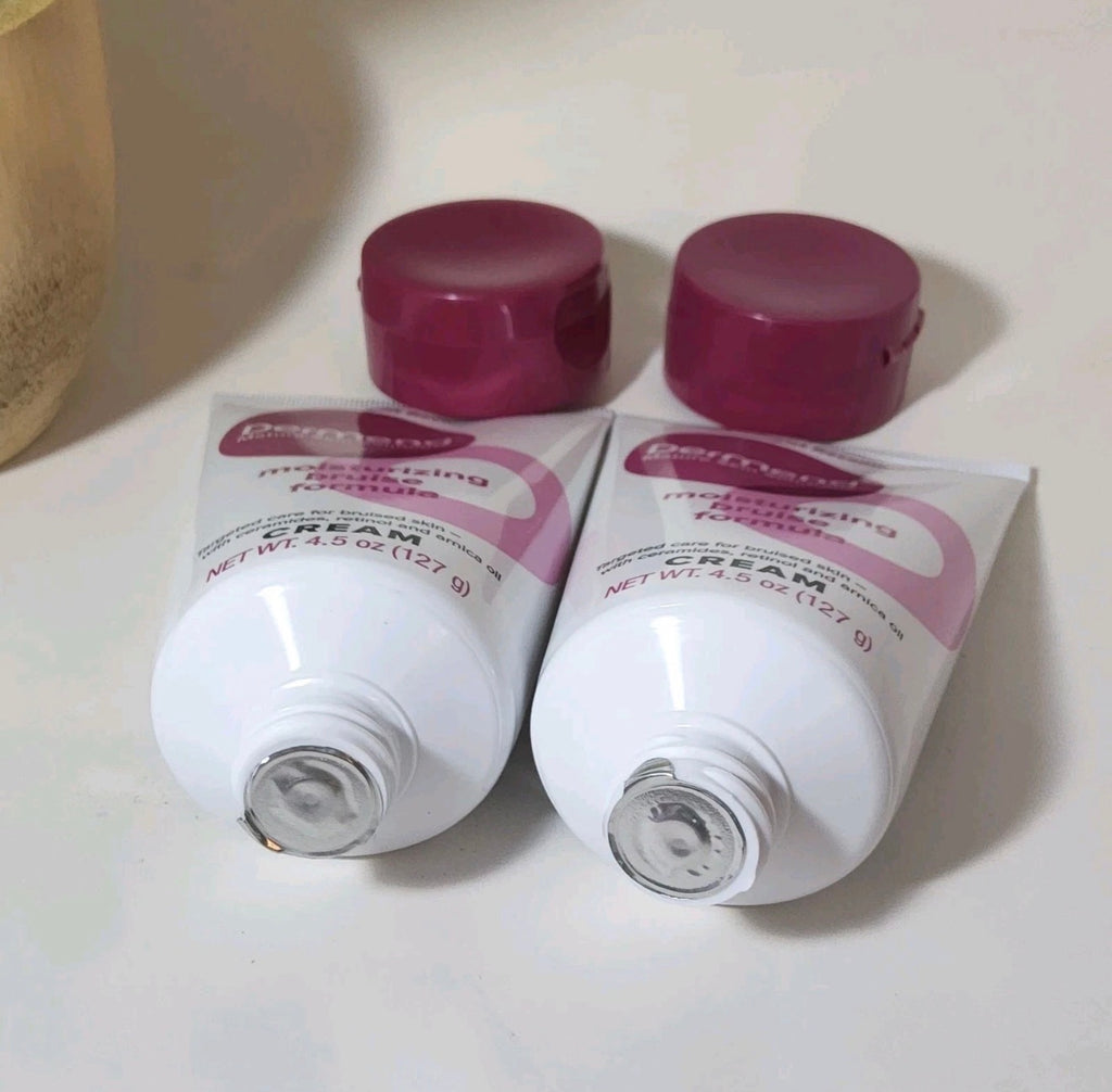 Two sealed Dermend Bruise Cream tubes by Beauty and Wound, each 4.5 oz, displayed in a product shot.