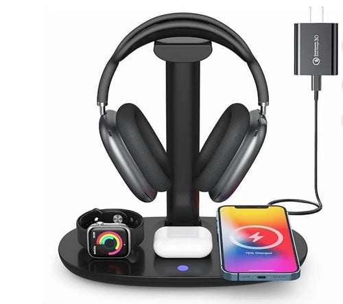 Beauty and Wound 0829 headphone stand with 15W wireless charger and 4-in-1 charging station for headsets and devices