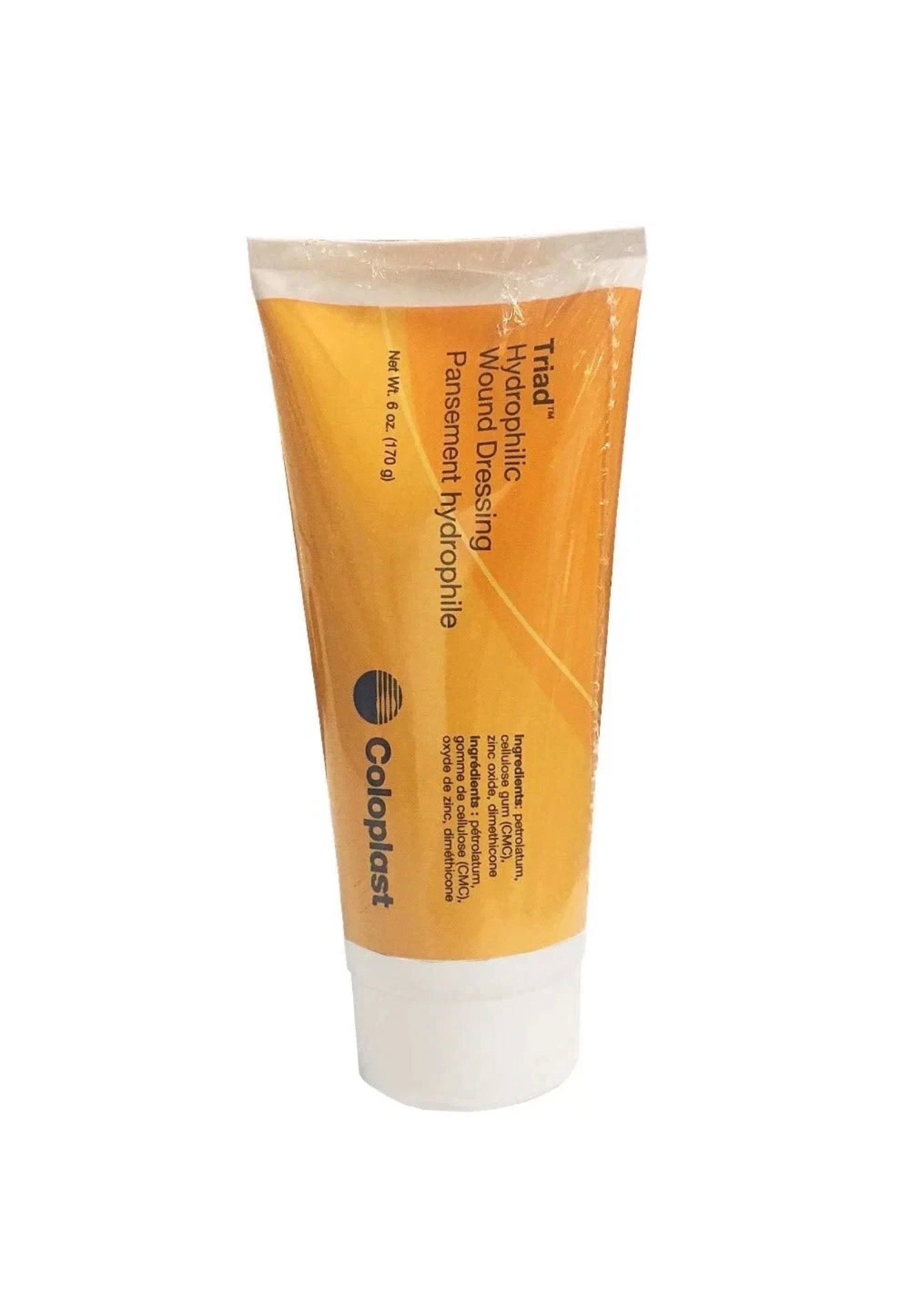 Coloplast Triad Hydrophilic Wound Dressing Paste in a 6 oz tube, used for wound care and skin protection by Beauty and Wound.